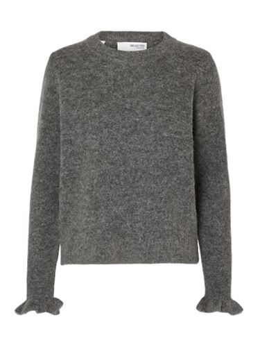 Tröjor&Koftor - Slfsia ras knit frill cuff o-neck – medium grey melange
